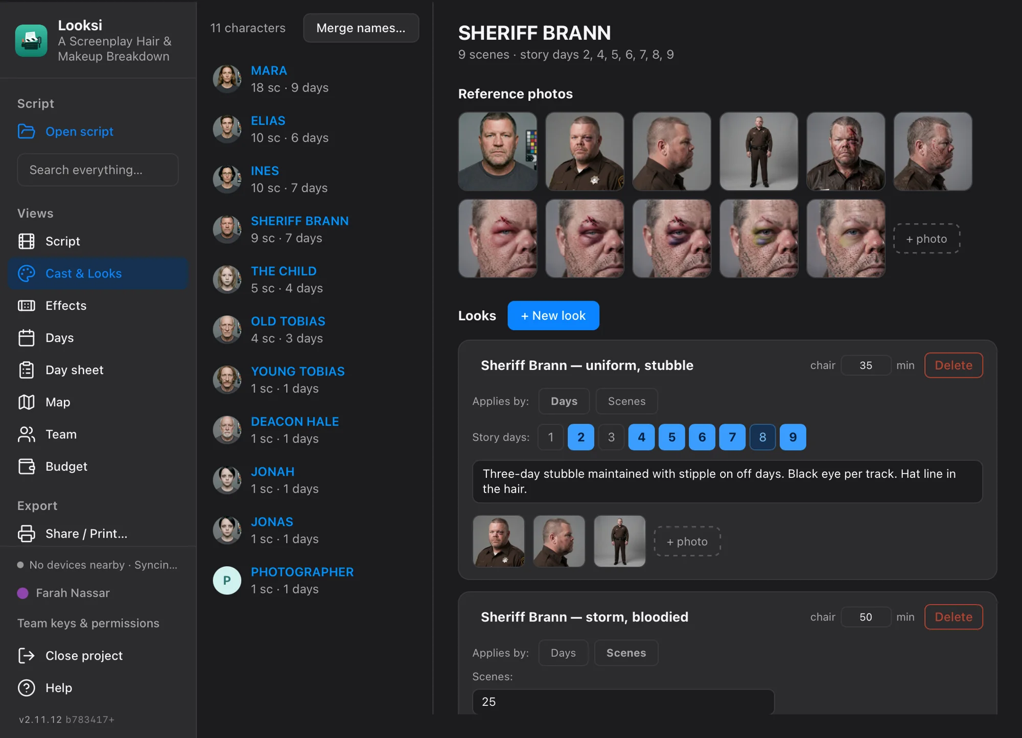 Looksi on iPad: a character’s looks and reference photos