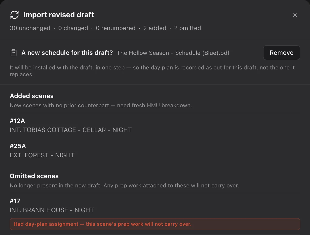 Importing a revised draft into Looksi